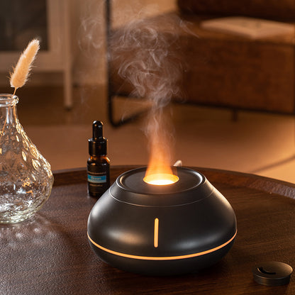 Flame Effect Aroma Diffuser & Humidifier – Colorful LED Desktop Design for Home & Room