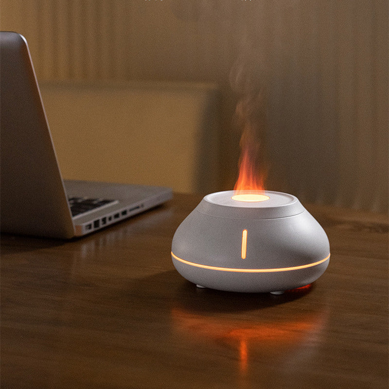 Flame Effect Aroma Diffuser & Humidifier – Colorful LED Desktop Design for Home & Room